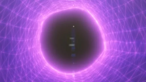 Glowing purple network lines surround a dark central portal Stock Footage 342744368