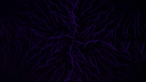 Glowing purple neural branch pattern radiating symmetrically from dark center Stock Footage 309289663