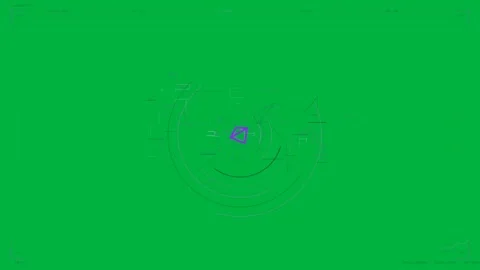 Glowing purple node appearing and emitting ticks, forming rings, showing HUD Video stock 333972289