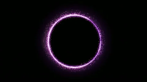 Glowing purple particle ring border on black background, abstract frame, se.. Stock Footage 341429276
