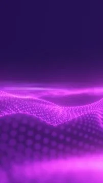 Glowing purple particle wave with depth blur and bokeh dots, creating a fut.. Stock Illustration