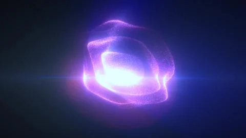 Glowing purple particles creating a floating sphere shape with intense ligh.. Stock Illustration