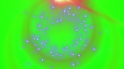 Glowing purple particles floating in a circular motion against a vibrant green s 스톡 동영상 335670197