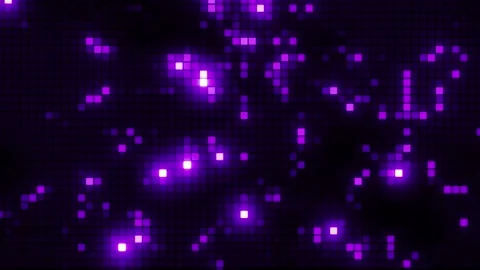 Glowing Purple Pixel Grid, Digital Data Transfer &amp; Tech Network Animation, 4 Stock Footage 309329409