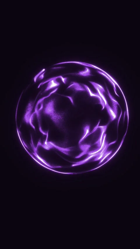 Glowing purple plasma bubble sphere on a dark background, with glossy liqui.. Stock Footage 330052893