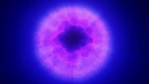 Glowing purple plasma ring with a dark center and radiant cellular texture Stock Footage 344188849