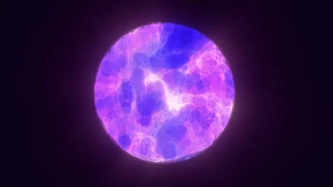 Glowing purple plasma sphere with bright inner light and electric texture Stock Footage 329553700