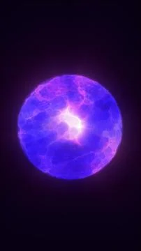 Glowing purple plasma sphere with bright inner light and electric texture, .. Stockillustratie