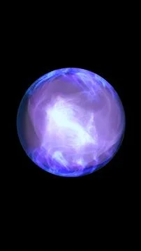 Glowing purple plasma sphere with bright internal energy on a black backgro.. Stock Illustration