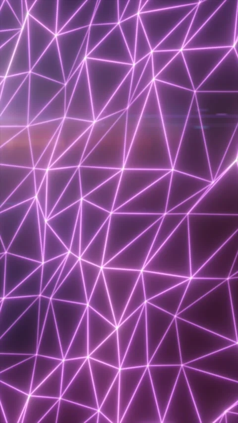 Glowing purple polygon lines form an abstract wireframe mesh, creating a fu.. Stock Footage 339654138