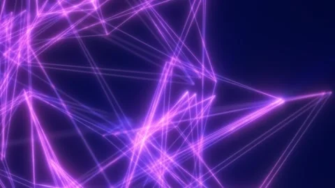 Glowing purple polygonal lines create an abstract low-poly network on a dar.. Stock Footage 341399368