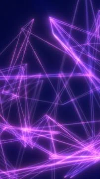Glowing purple polygonal lines create an abstract low-poly network on a dar.. Stock-Illustration
