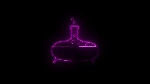 Glowing purple potion bottle icon on black background Stock Footage 346364482