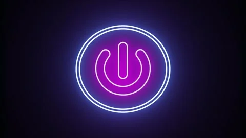 Glowing purple power button icon neon animation. Neon light power button tu.. Stock Footage 293552327