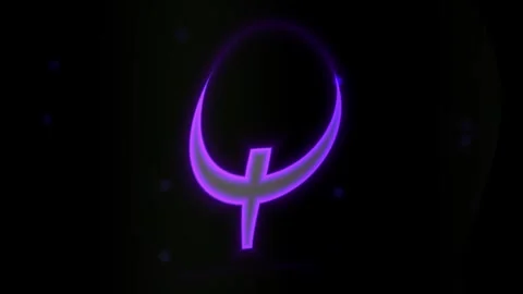 Glowing Purple Quake Logo Animation on Dark Background. Stock Footage 341807388