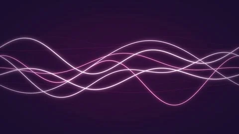 Glowing purple sound waves flow horizontally in a seamless loop Stock Footage 341665859