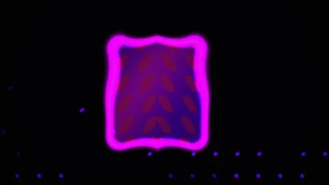 Glowing purple square on black background with blue dots. Stock Footage 337513725