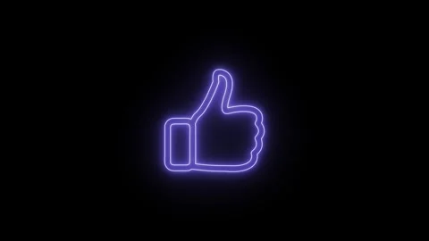 Glowing purple thumb up icon animates with pulsating light on a dark backgr.. Stock Footage 345549512
