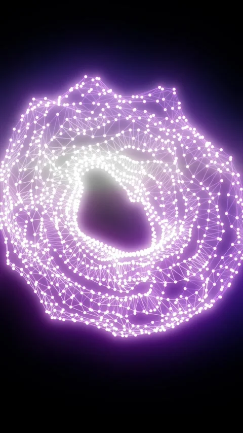 Glowing purple torus made of connected nodes and lines, symbolizing digital.. Stock Footage 333474010