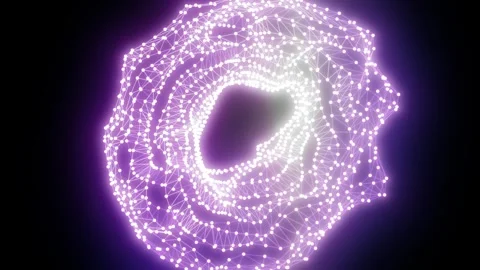 Glowing purple torus made of connected nodes and lines, symbolizing digital.. Stock Footage 334325135