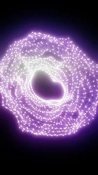 Glowing purple torus made of connected nodes and lines, symbolizing digital.. 库存插图