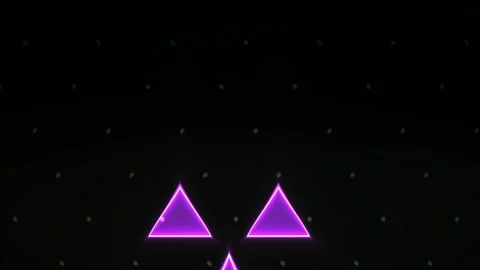 Glowing purple triangles on black background with white space. Stock Footage 337471980