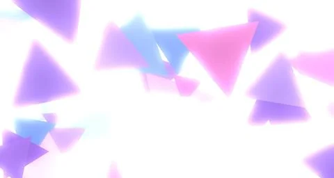 Glowing purple triangles floating in white space Stock Illustration