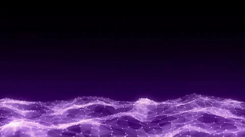 Glowing purple wave with motion dots and lines. Abstract digital background. Stock Footage 291954670