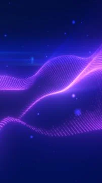 A glowing purple waveform flows across a blue background, forming a sleek, .. Stock Photos