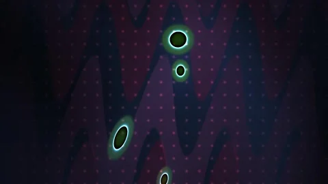 Glowing purple waveform with green circles on dark background. Stock Footage 337472157