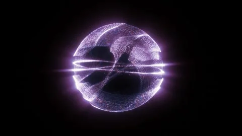Glowing purple wireframe sphere on a black background Stock Footage 335550570