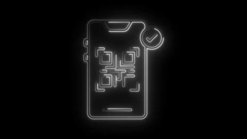 Glowing qr code on mobile phone animation isolated on black background with.. Stock Footage 312307076