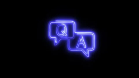 Glowing Question and Answer Icon and Symbol in HD Video Neon Stock Footage 304559052