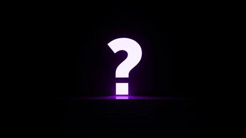Glowing question mark hovering over a stage in a dark room Ilustração Stock
