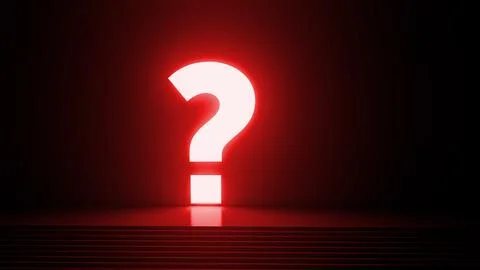 Glowing question mark illuminating dark room with stairs Stock Illustration