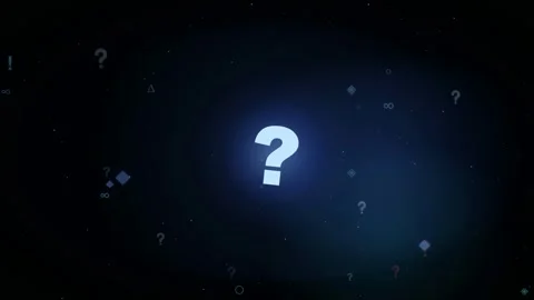 Glowing Question Mark Symbol Floating in Dark Blue Digital Space with Abstract Stock Footage 346216781