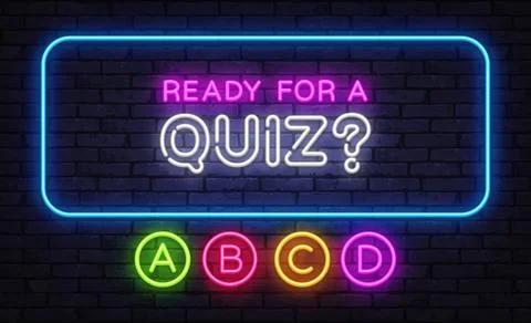 Glowing quiz panel with Ready for a Quiz text and four circular answer options Stock Illustration
