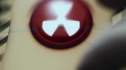 Glowing Radiation Emergency Control Button Stock Footage 338335618
