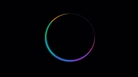 Glowing rainbow gradient circular progress loader and spinning ring on blac.. Stock Footage 342723577