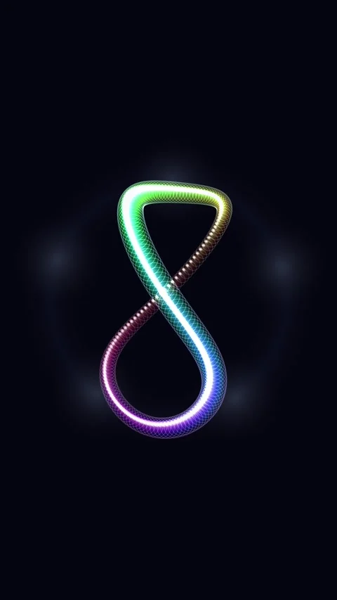Glowing rainbow neon ring circle animation on black background Stock Footage 345494595