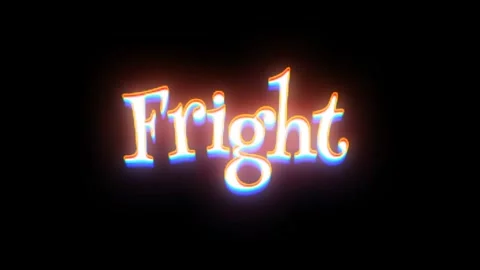 Glowing rainbow neon text animation with the words Fright or Fun Stock Footage 317099486