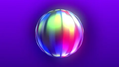 Glowing rainbow orb on purple background, futuristic abstract seamless loop vide Stock-Footage 340874562
