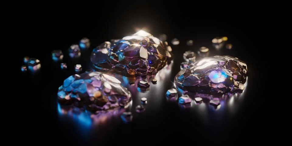 Glowing Rare Earth Elements on Dark Background Stock Illustration