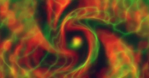 Glowing rays of red, yellow and green tones swirl in a spiral Stock Footage 278864937