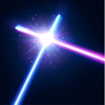Glowing rays in space. Crossing laser sabers war. Stock Illustration