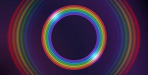 Glowing Realistic Rainbow Round Frame Background Stock Illustration