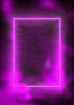 Glowing rectangle neon vector illustration lighting frame with pink background. Stockillustratie