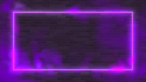 Glowing rectangle neon vector illustration lighting frame with purple background Stock-Illustration