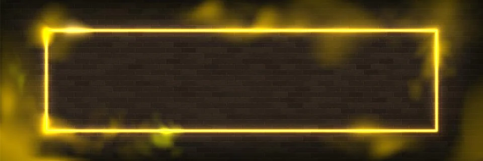 Glowing rectangle neon vector illustration lighting frame with yellow background Stock-Illustration
