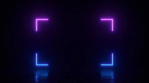 Glowing rectangle square lines with copy space, neon lights, abstract Stock Illustration